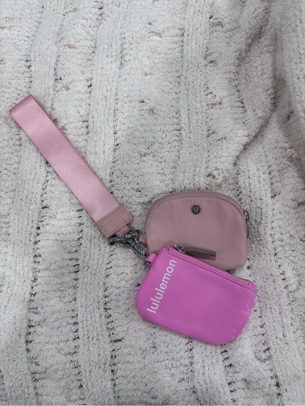 lululemon athletica Pink & Light Pink Double Mini Pouch Wristlet